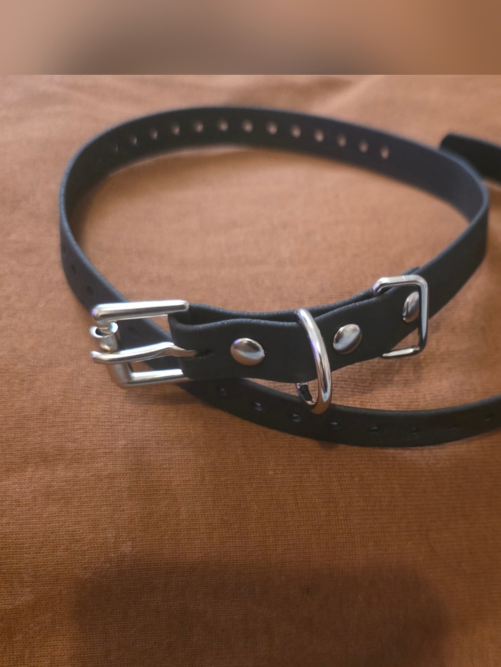 Source Unknown Black Dog Collar with Silver Hardware